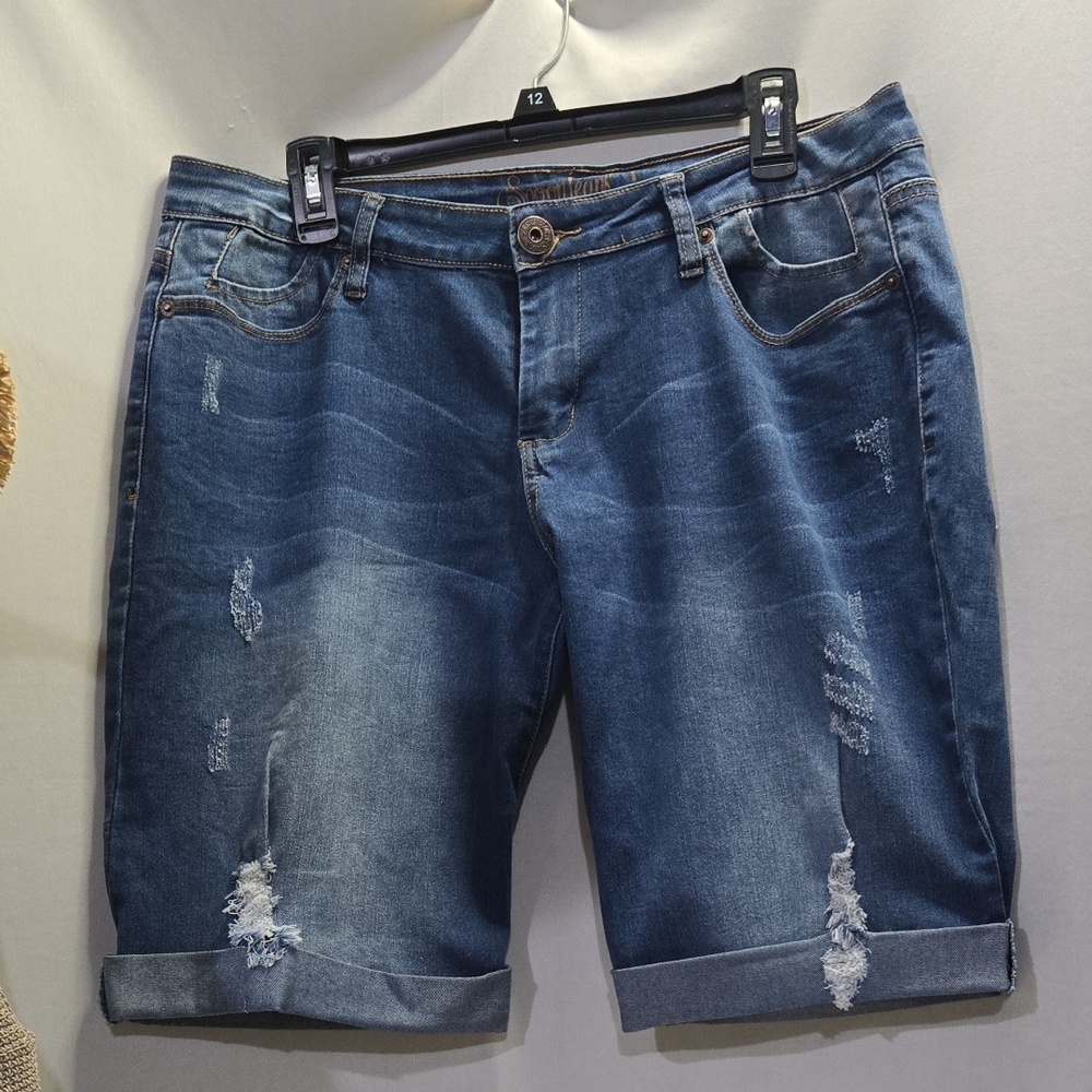 Women's Plus Size EUC Distressed Denim Shorts